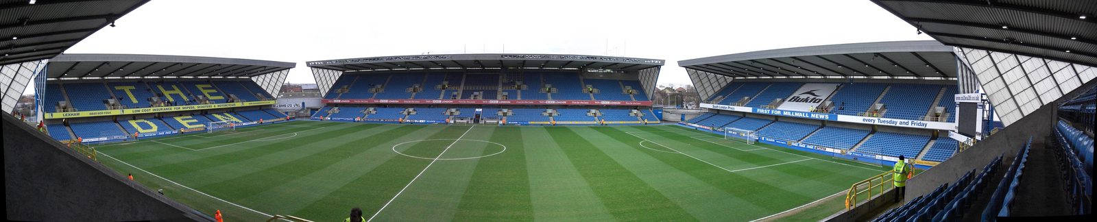 Stands and pitch at The Den