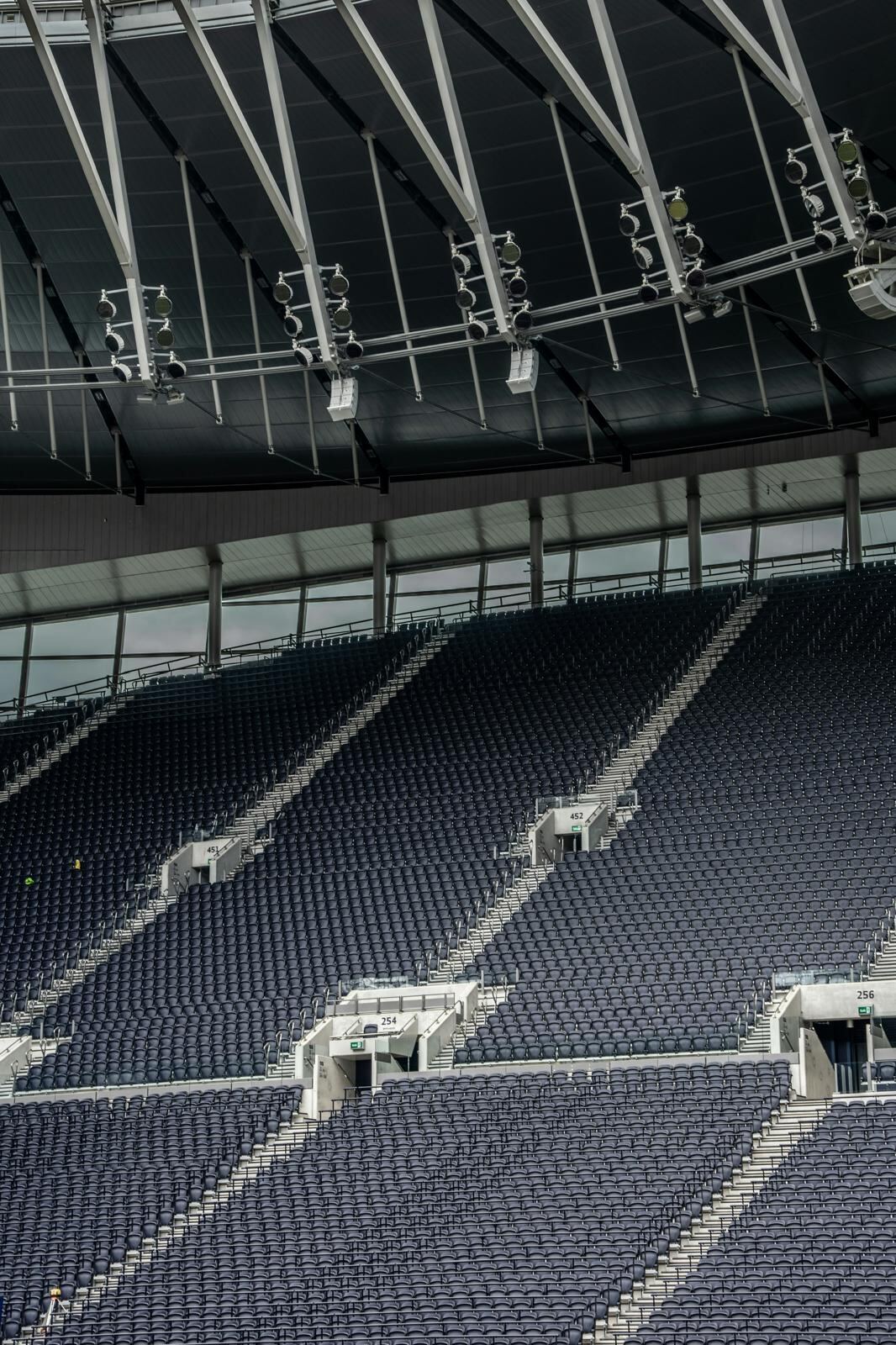 Navy seats and roof inside Tottenham Hotspur Stadium