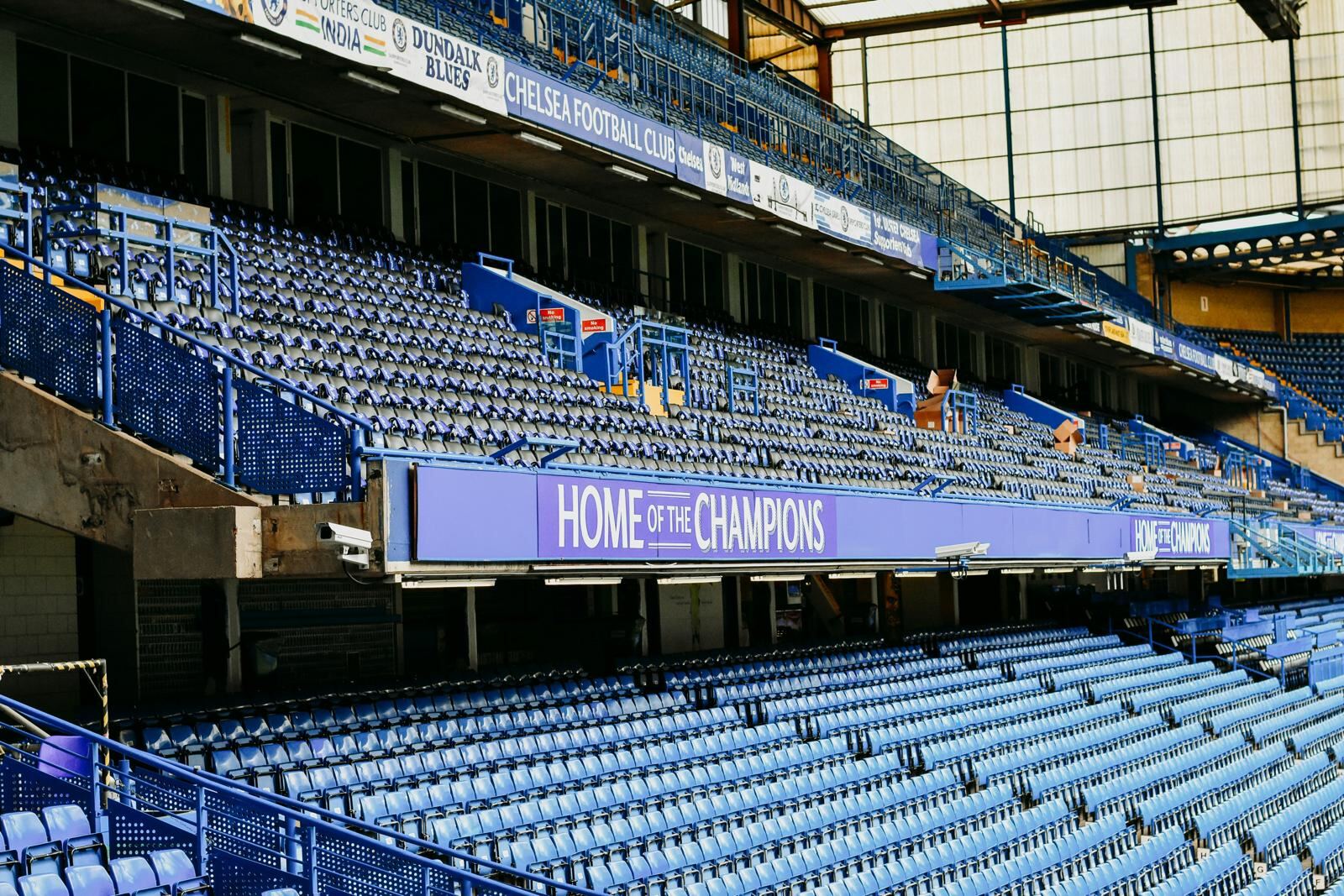 'Home of the Champions' stand at Stamford Bridge