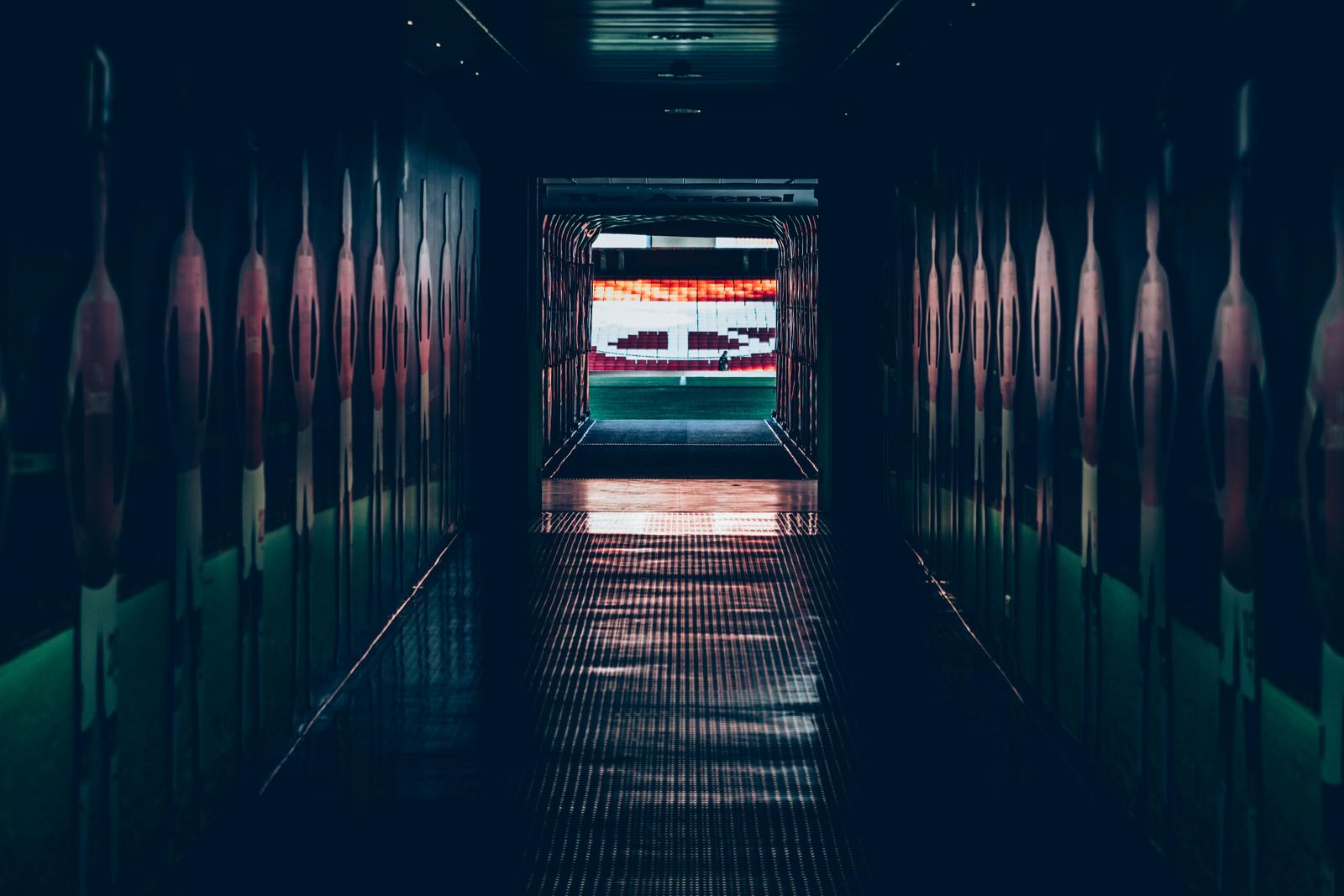 Players' tunnel out to the Emirates Stadium pitch