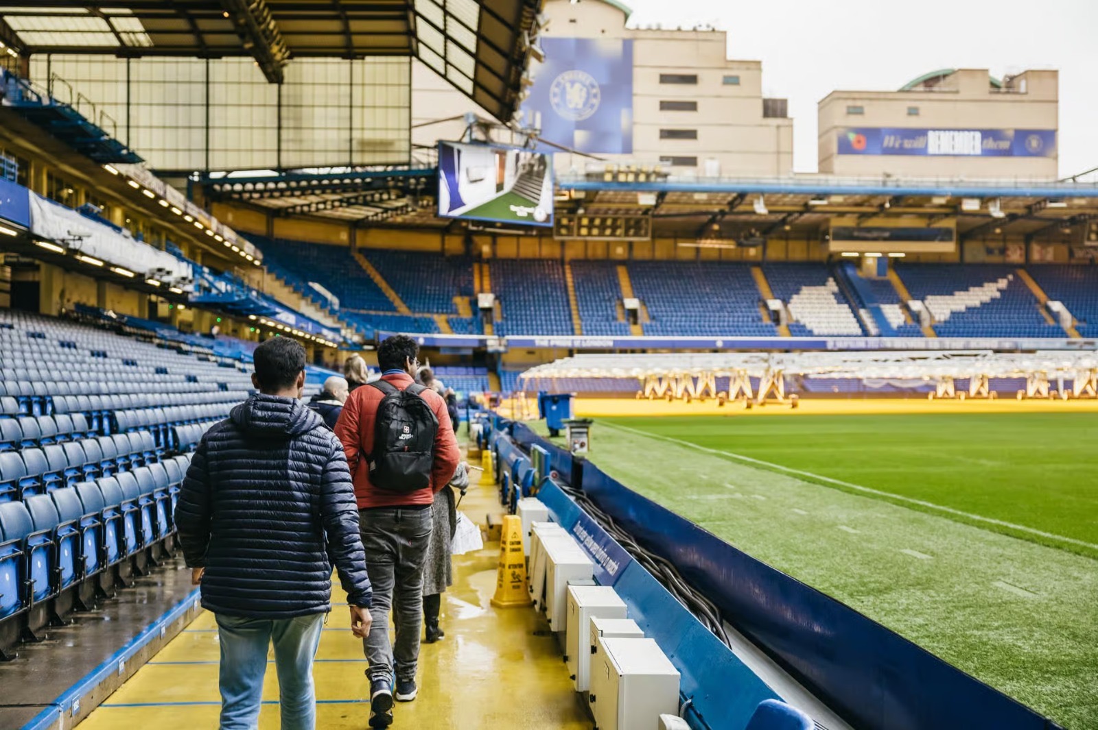 Walking pitchside at Stamford Bridge on the Chelsea stadium tour