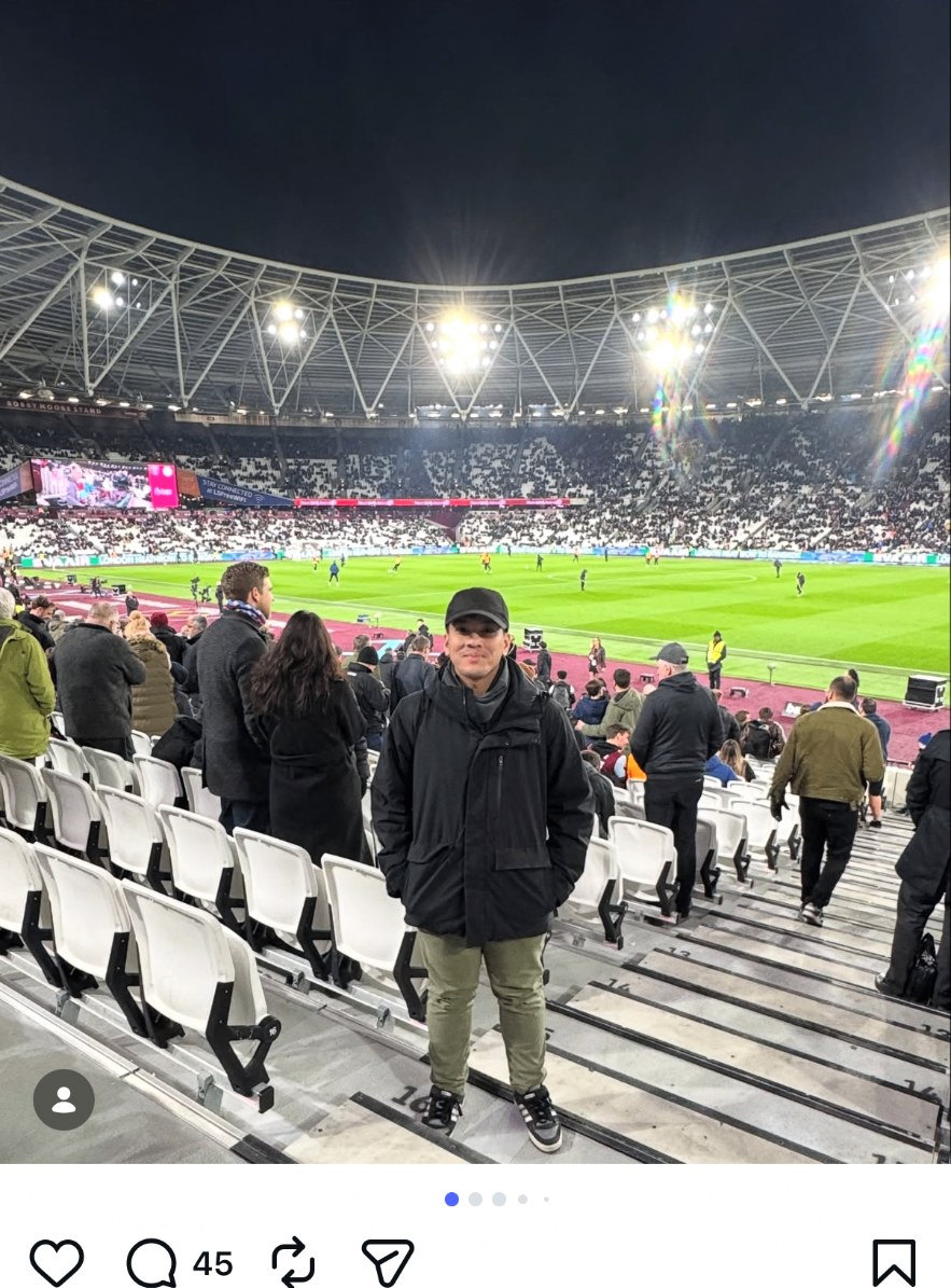 Danny in the stands at the London Stadium before West Ham United vs Liverpool